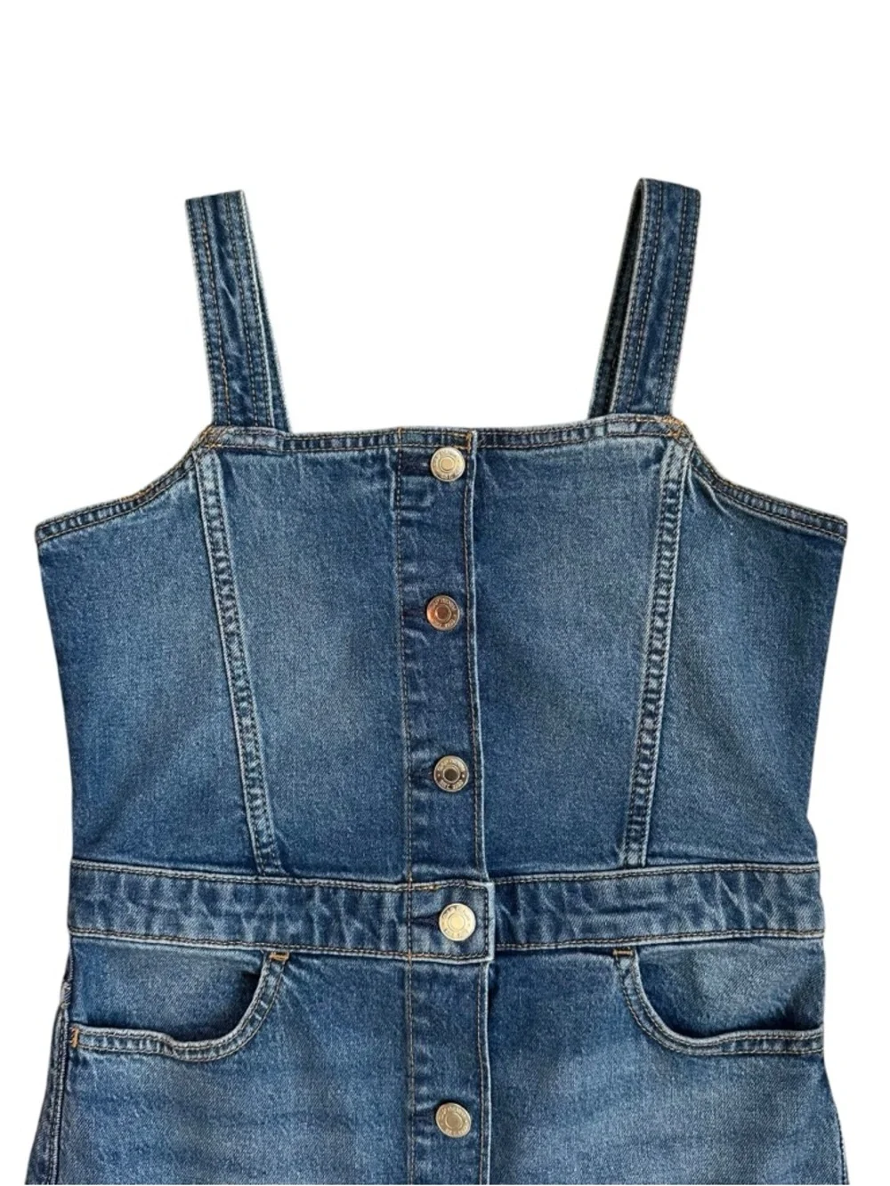 GAP Denim Skirt Overalls Skirtall Medium Wash Button Up Dress Size Girls XL